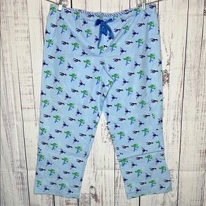 Faded Glory NWT Sz 2X Blue - Bird Print Organic Convertible Lounge Pajama Pants